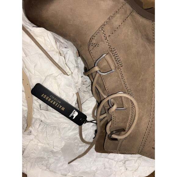 Sorel Women Joan Of Arctic Wedge II Distressed Sand Leather Ankle Boots Size 8 - Picture 2 of 5